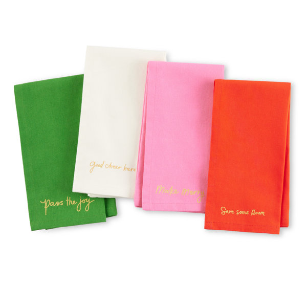 Kate Spade New York Cheers Cloth Napkins 4Pack, 100 Cotton with